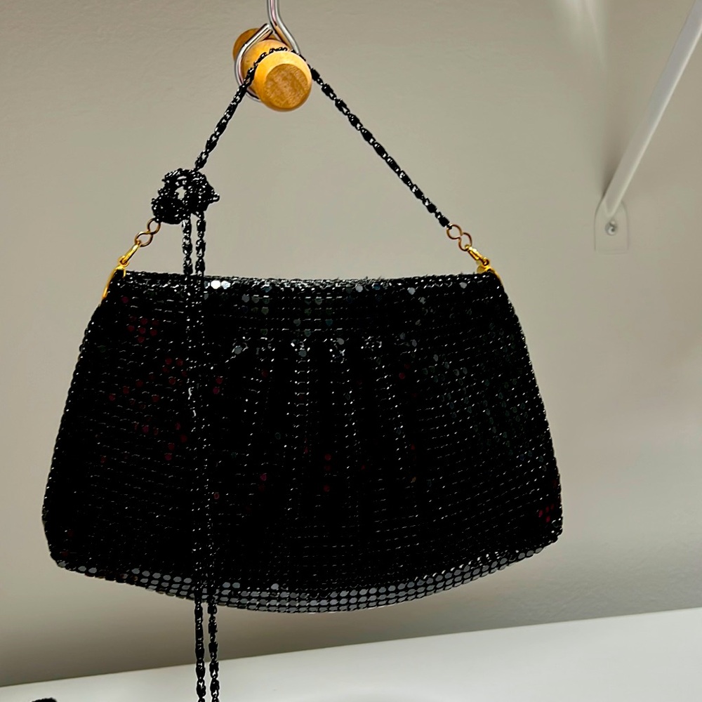 Ladies  black metal bead evening bag